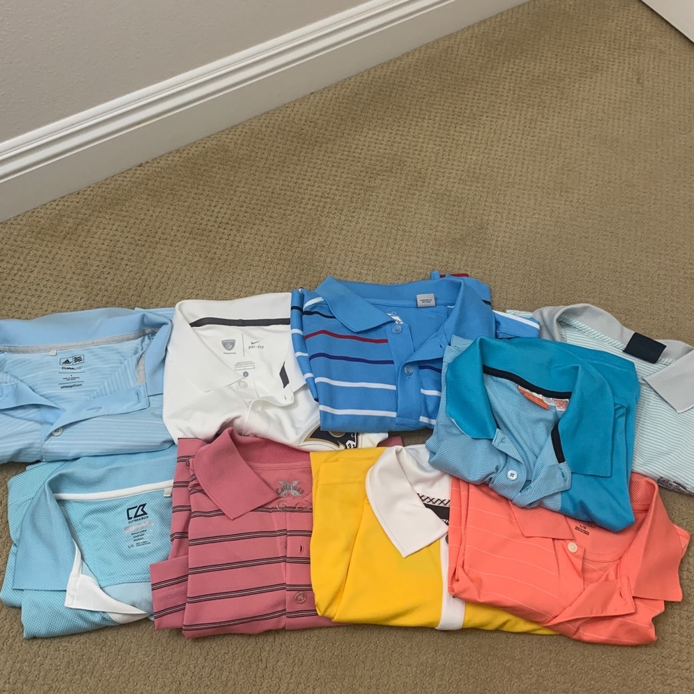 9 polos- multi colors